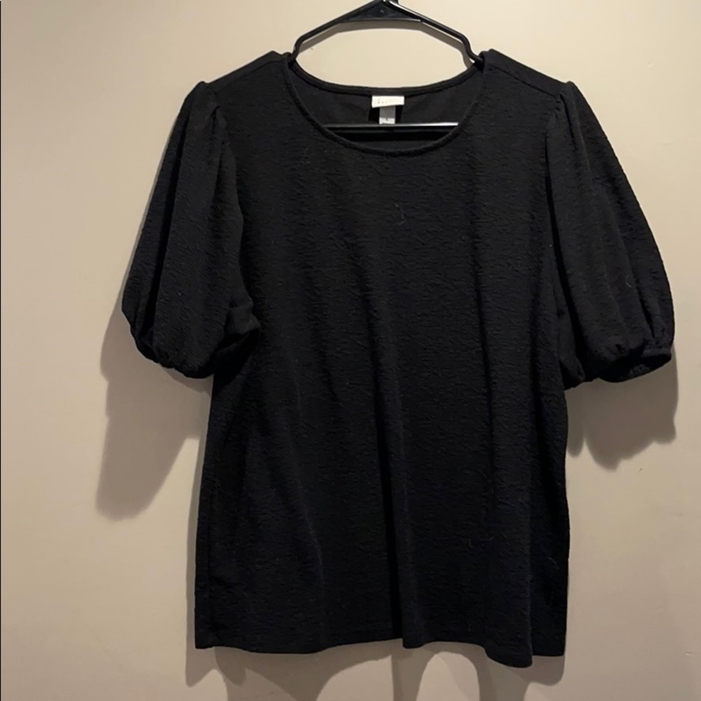 Black Office Chic Puff Top